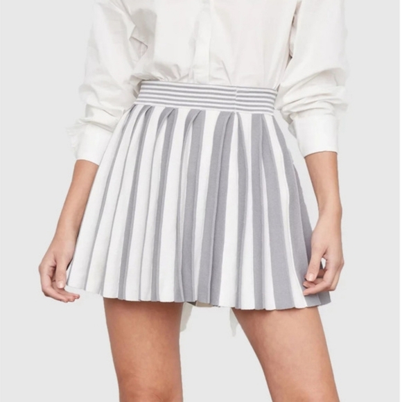 ATOIR Eos Skirt in Cloud Gray/Off White Stretch Pleated Knit Skirt - Picture 3 of 11